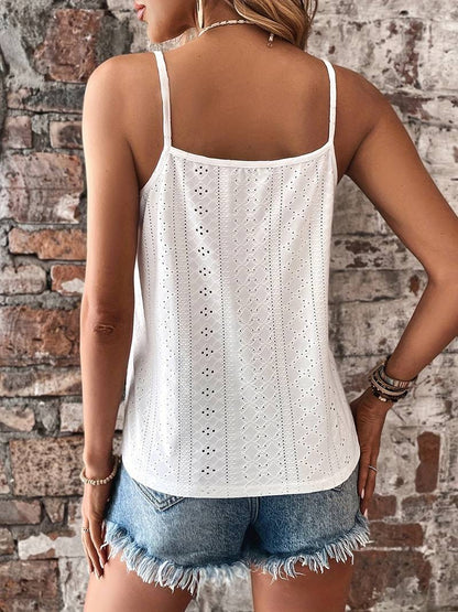 Sleeveless top til kvinder – Eyelet-design – Afslappet pasform – Blødt bomuld