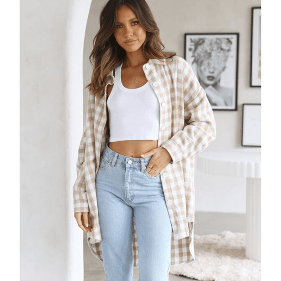 Variant image for Boho Plaid Jakke til Kvinder-7