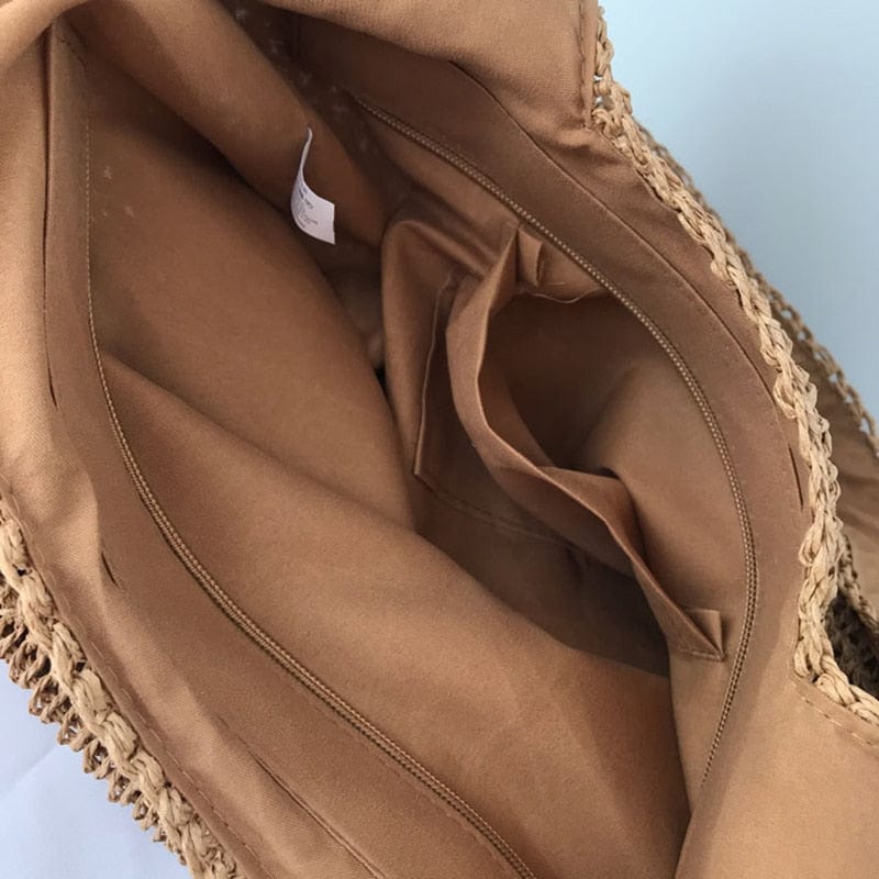 Boho Strandtaske I Naturligt Strå-6