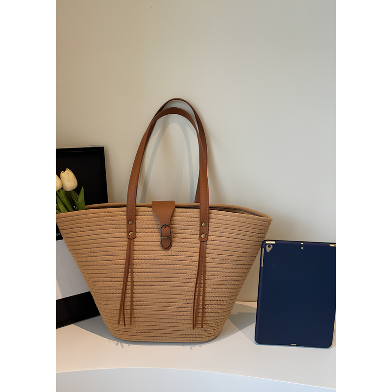 Dametaske - Flettet stil - Lange skulderstropper - Dekorativt spænde