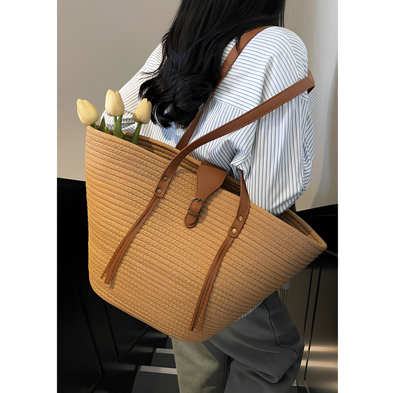 Dametaske - Flettet stil - Lange skulderstropper - Dekorativt spænde