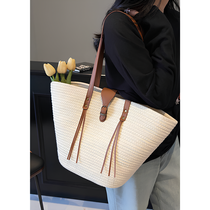 Dametaske - Flettet stil - Lange skulderstropper - Dekorativt spænde