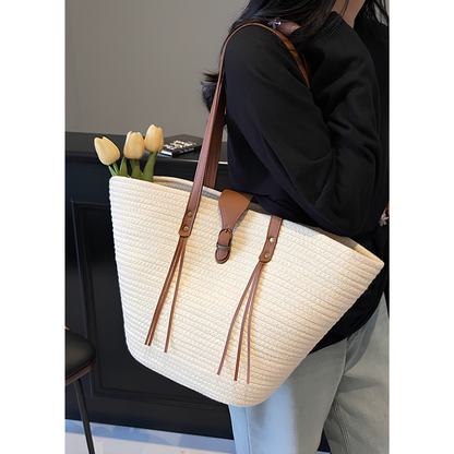 Dametaske - Flettet stil - Lange skulderstropper - Dekorativt spænde