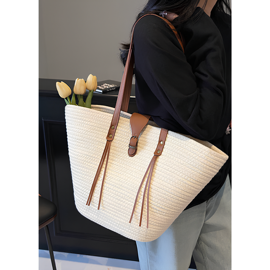 Dametaske - Flettet stil - Lange skulderstropper - Dekorativt spænde