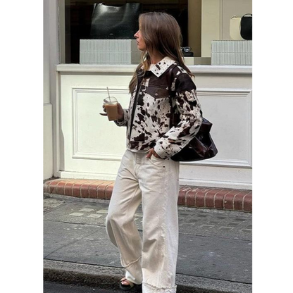 Damejakke – Fedt mønster – Slidstærkt denim – Afslappet stil