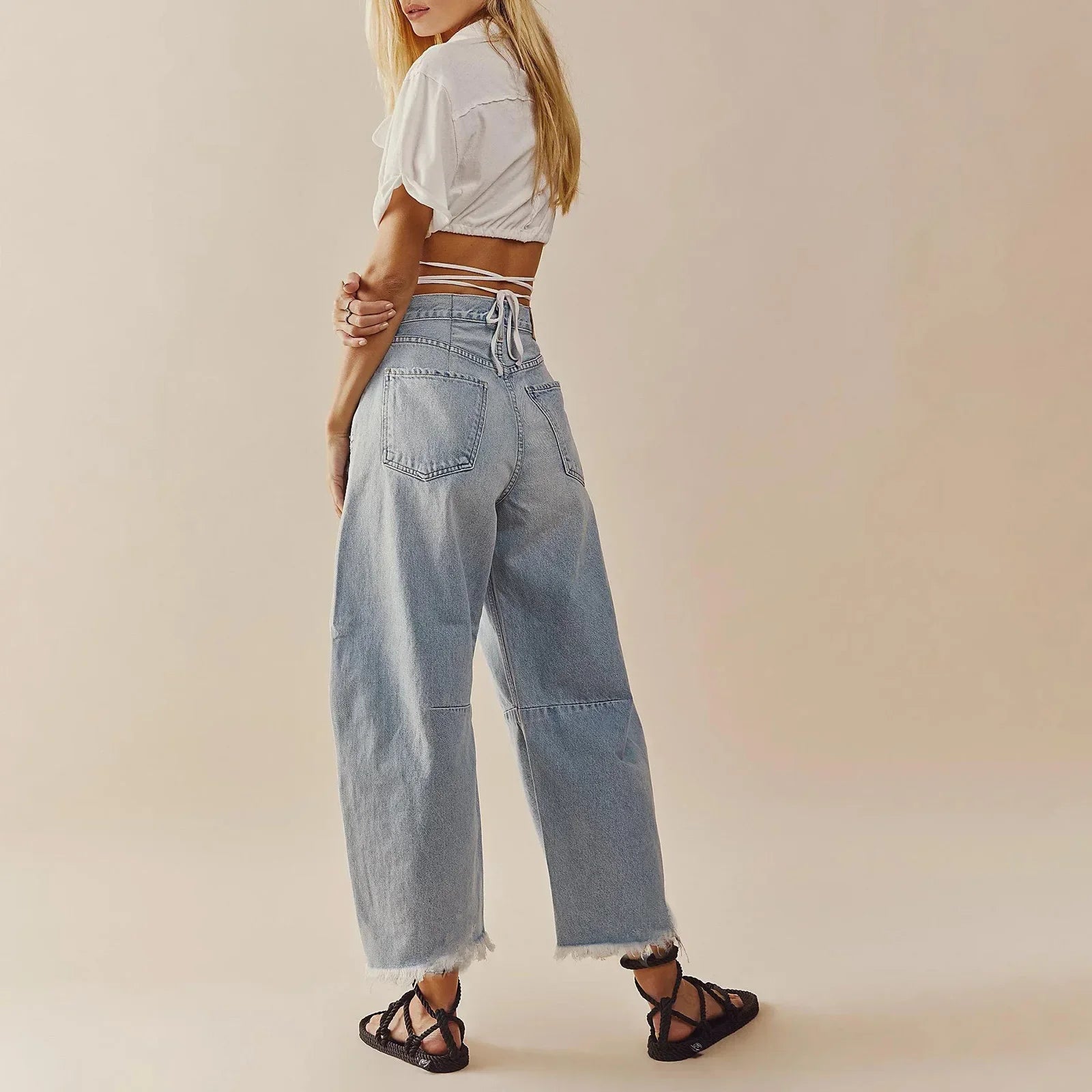 Høj Talje Wide-Leg Dame Jeans-3