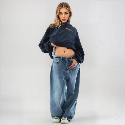 Kvinders hættetrøje - overdimensioneret hætte - blødt stof - afslappet pasform