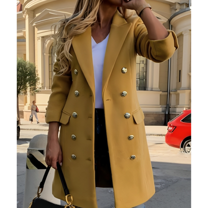 Vinterfrakke til kvinder – Lang pasform – Knaplukning – Elegant design
