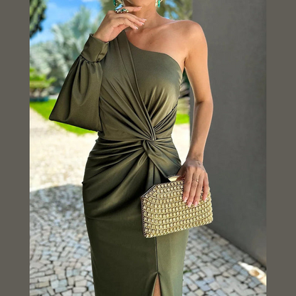 Maxikjole til kvinder – One-shoulder design – Elegant stil – Løs pasform