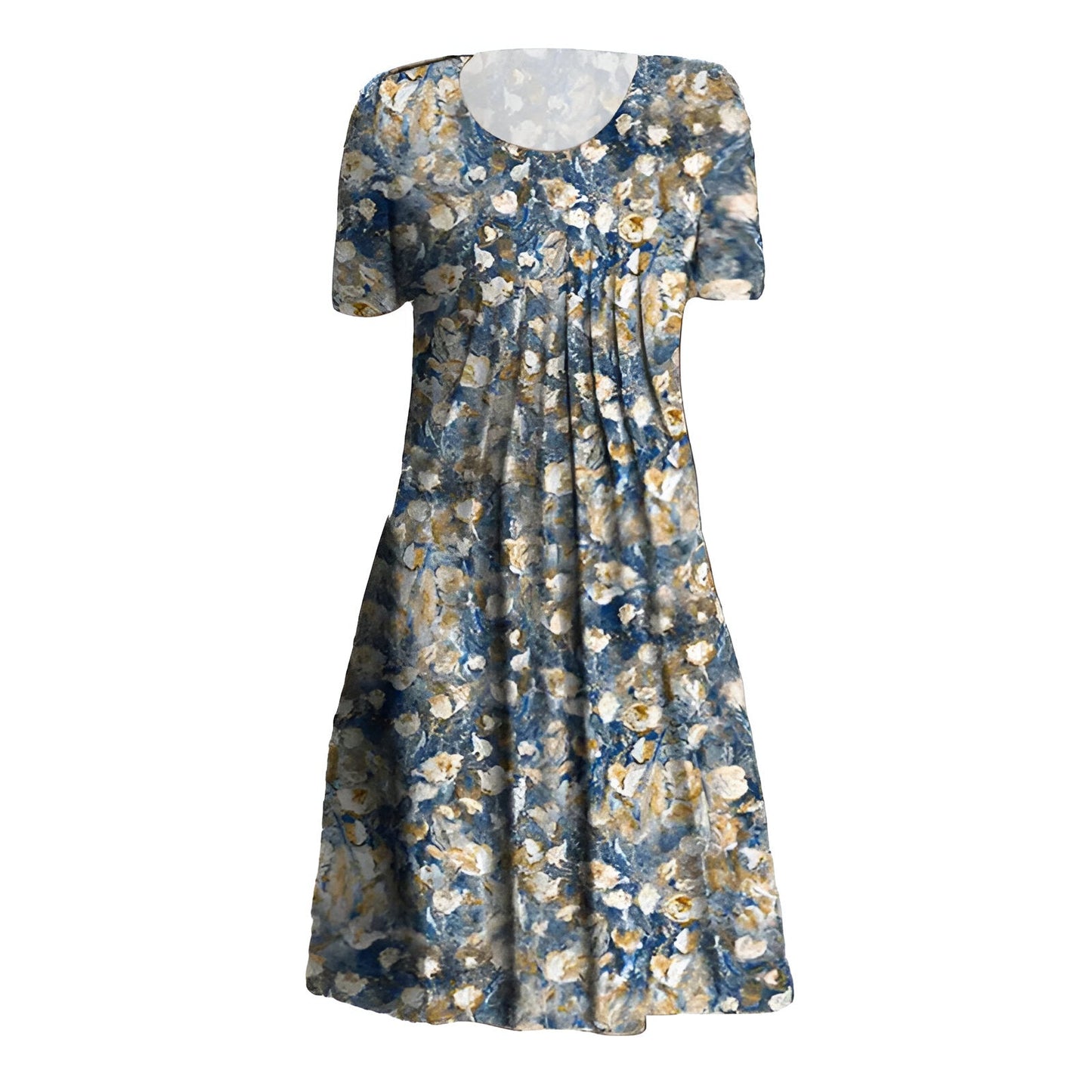 Damekjole i midi-længde – Blomsterprint – Åndbart stof – Med lommer