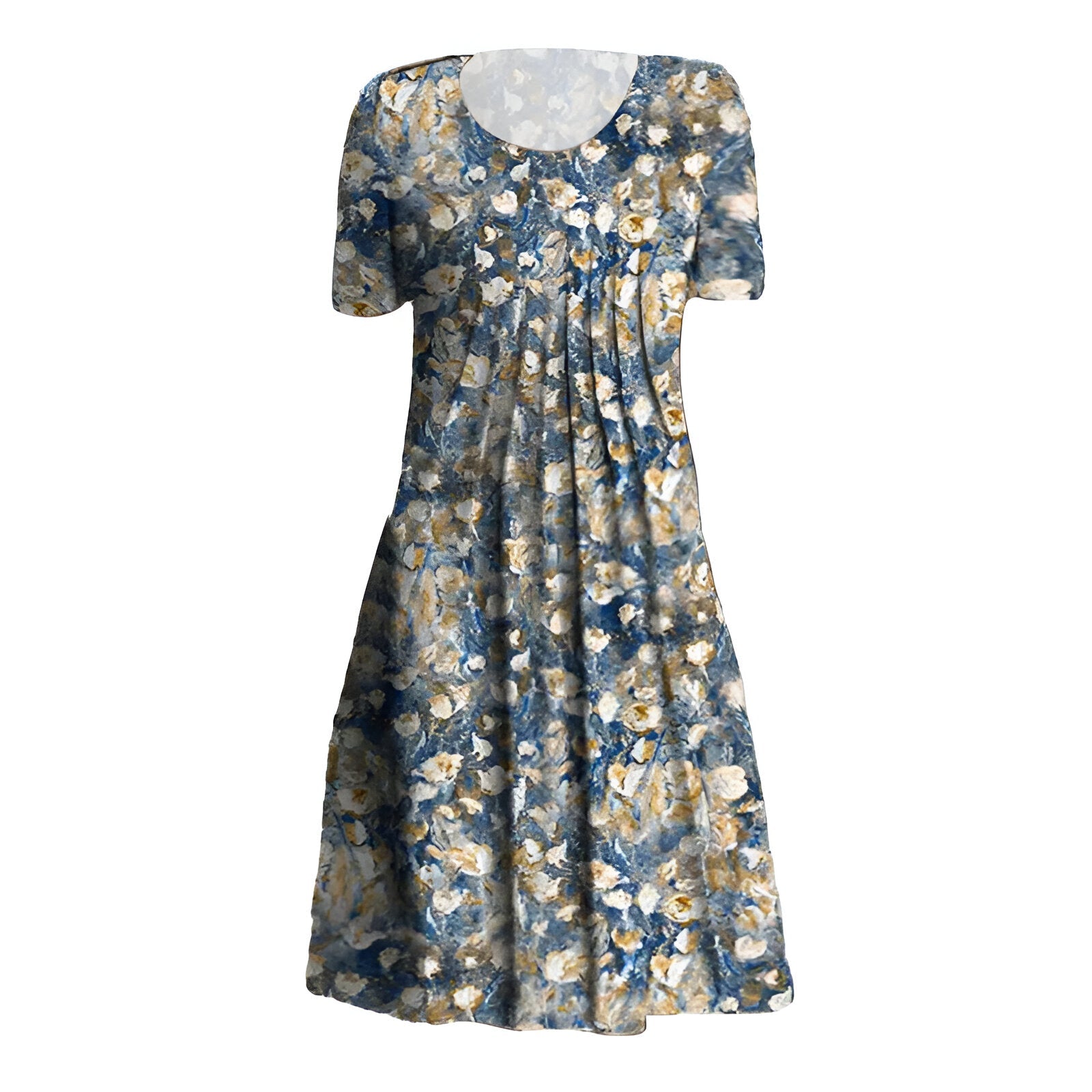 Damekjole i midi-længde – Blomsterprint – Åndbart stof – Med lommer