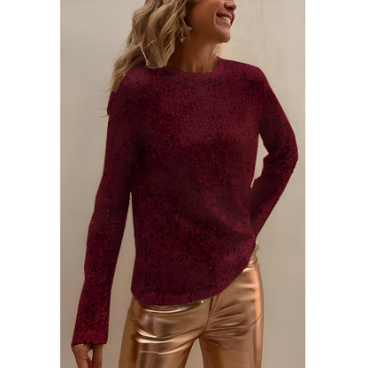 Shiftbluse til kvinder – Glitterfinish – Let stof – Normal pasform