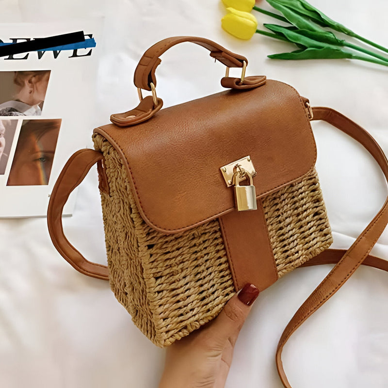 Skuldertaske til kvinder - Rattan - Syntetisk læder - Stilfuld