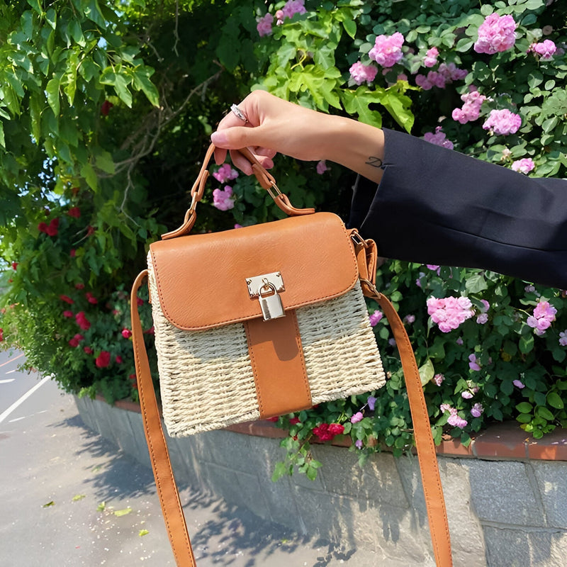 Skuldertaske til kvinder - Rattan - Syntetisk læder - Stilfuld