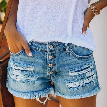 Denimshorts til kvinder – Vintage-look – Afslappet pasform – Blød bomuld