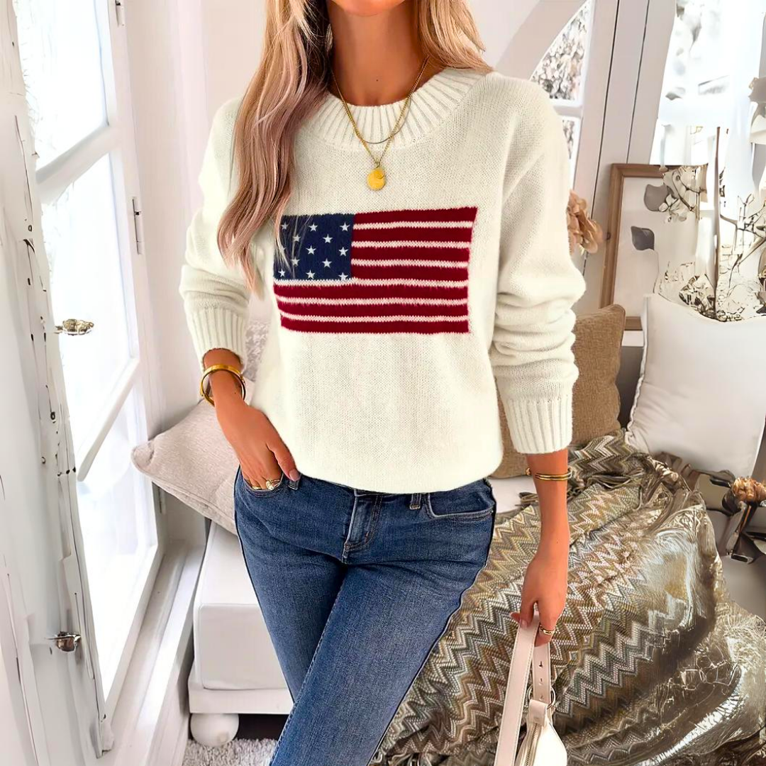 Sweater med Flagmotiv – Stilfuld og Unik