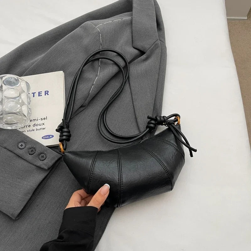 Skuldertaske til kvinder – Tidløst design – Snøre lukning – Afrundet form