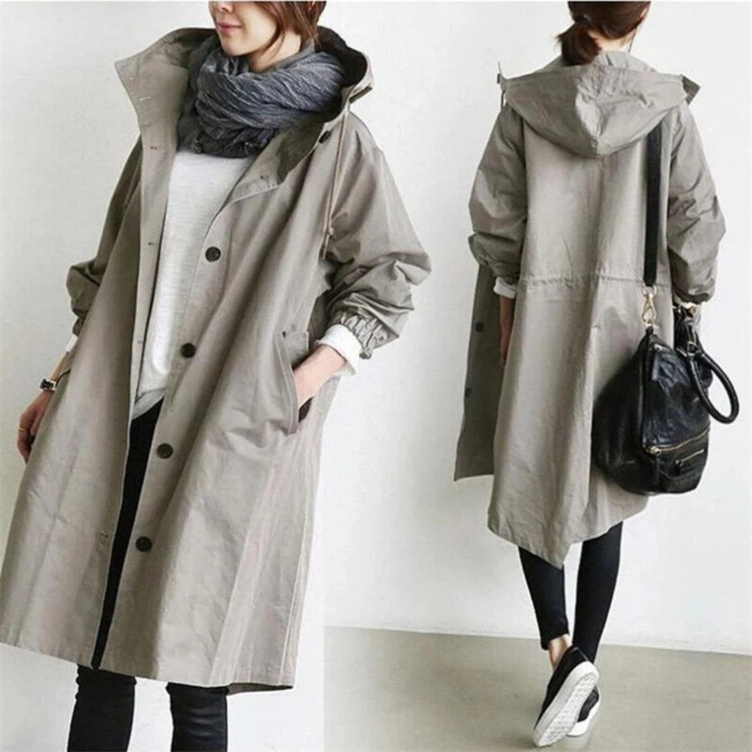 Trenchcoat til kvinder – Vandtæt materiale – Elegant design – Let og behagelig