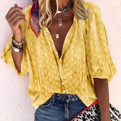 Dame bluse – Diskret mønster – Behagelig pasform – Blødt bomuld